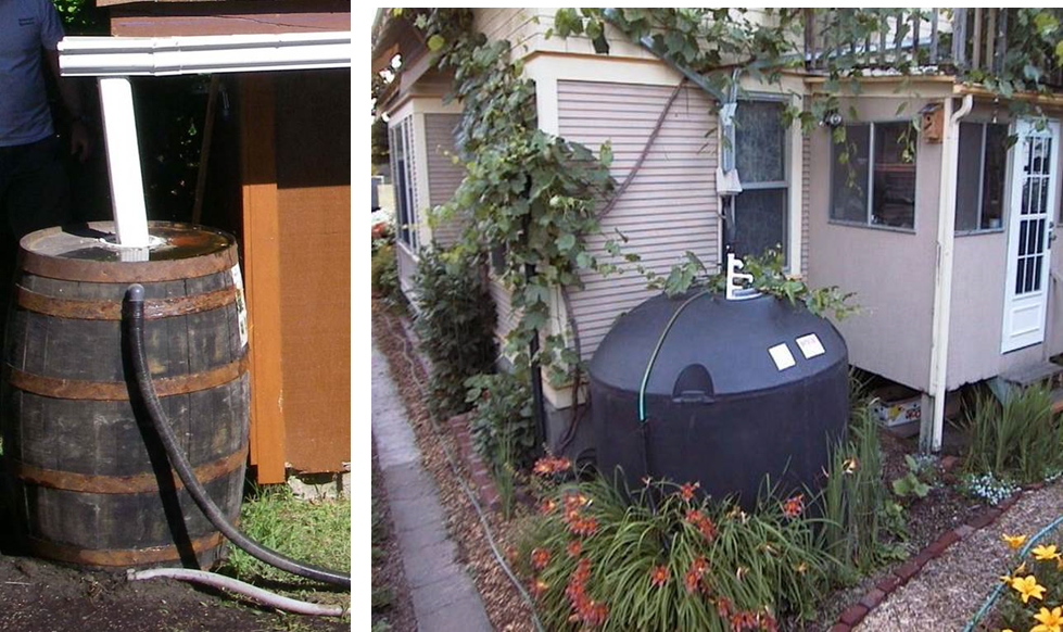 Figure 1: Rain Barrel (left), Above Ground Cistern (right)